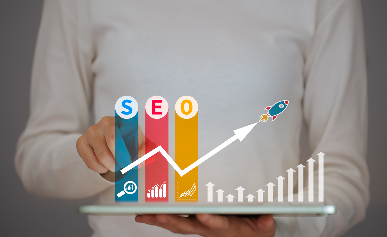 SEO Search Engine Optimization, concept for promoting ranking traffic on website, optimizing your website to rank in search engines or SEO.