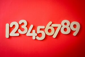 numbers one to nine with red background
